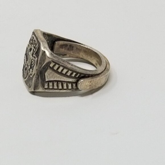 Vintage 1960s Girl Scout Trefoil Ring Sterling Silver Adjustable - Picture 3 of 7